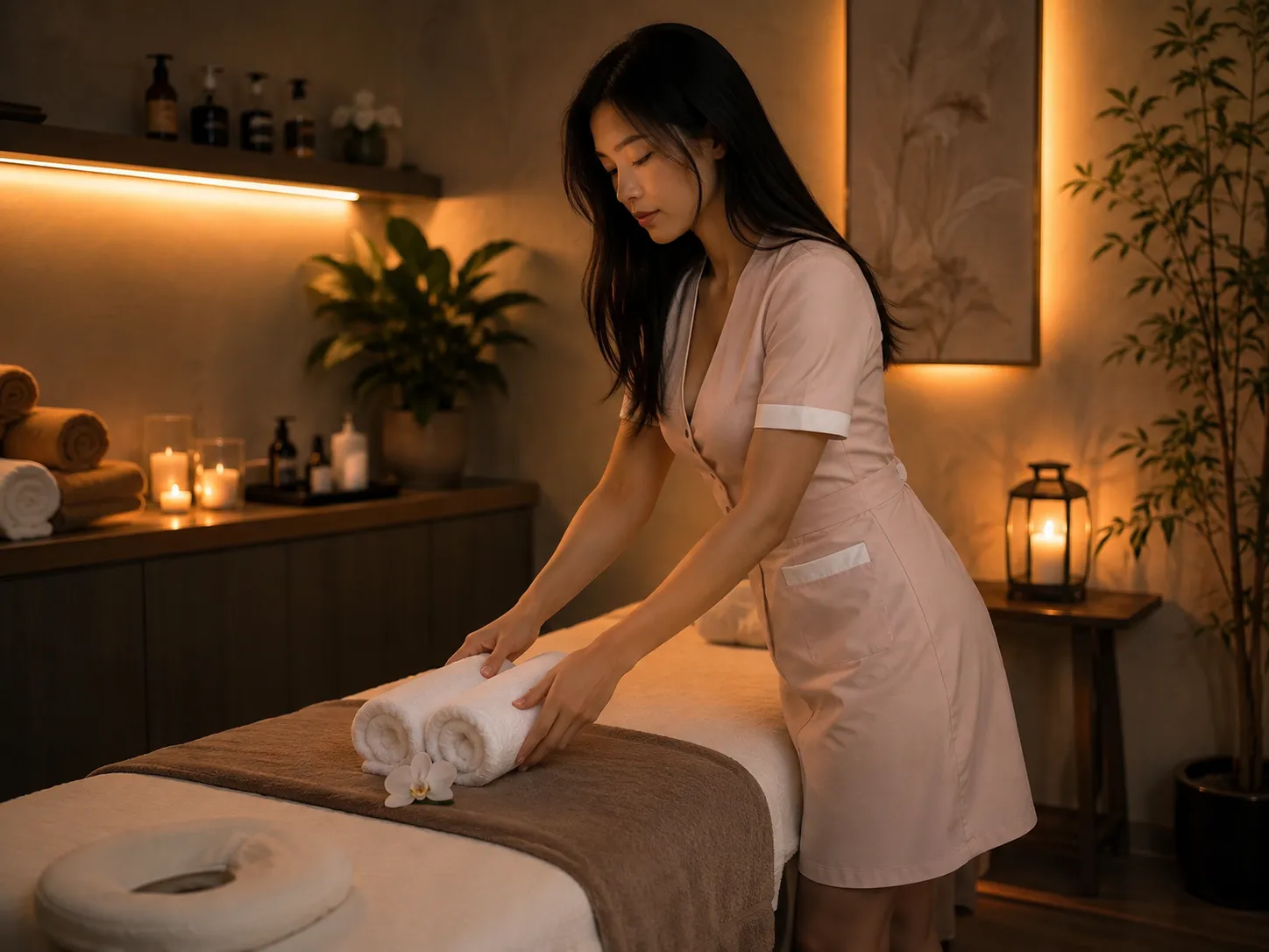 Calm massage room interior